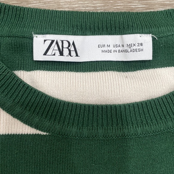 ZARA women’s green and white long sleeve crop top - Picture 4 of 5